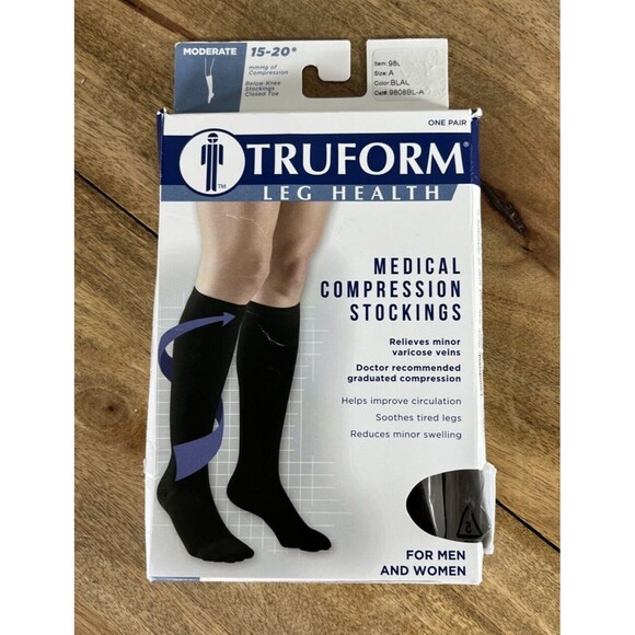 Truform Compression Stockings Black Below Knee Size A - Picture 1 of 3